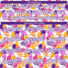 Charger l&#39;image dans la galerie, Custom White Purple 3D Pattern Design Tropical Flower And Hawaii Palm Leaves Authentic Baseball Jersey
