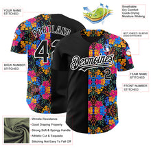 Charger l&#39;image dans la galerie, Custom Black White 3D Pattern Design Tropical Flower And Hawaii Palm Leaves Authentic Baseball Jersey
