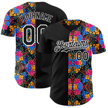 Charger l&#39;image dans la galerie, Custom Black White 3D Pattern Design Tropical Flower And Hawaii Palm Leaves Authentic Baseball Jersey
