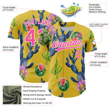 Load image into Gallery viewer, Custom Yellow Pink-White 3D Pattern Design Cactus Festival Authentic Baseball Jersey
