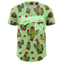 Load image into Gallery viewer, Custom Green Pea Green-White 3D Pattern Design Cactus Festival Authentic Baseball Jersey
