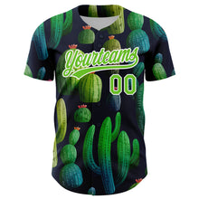 Load image into Gallery viewer, Custom Navy Aurora Green-White 3D Pattern Design Cactus Festival Authentic Baseball Jersey
