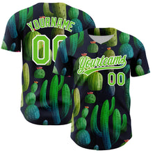 Load image into Gallery viewer, Custom Navy Aurora Green-White 3D Pattern Design Cactus Festival Authentic Baseball Jersey
