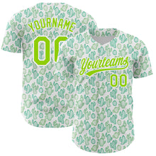 Load image into Gallery viewer, Custom White Neon Green 3D Pattern Design Cactus Festival Authentic Baseball Jersey
