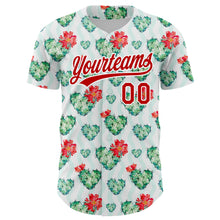 Load image into Gallery viewer, Custom White Red 3D Pattern Design Cactus Festival Authentic Baseball Jersey
