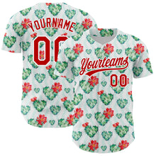 Load image into Gallery viewer, Custom White Red 3D Pattern Design Cactus Festival Authentic Baseball Jersey
