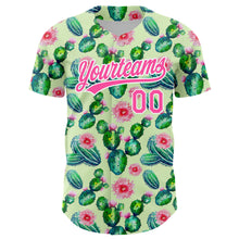 Загрузить изображение в средство просмотра галереи, Custom Green Pink-White 3D Pattern Design Cactus Festival Authentic Baseball Jersey
