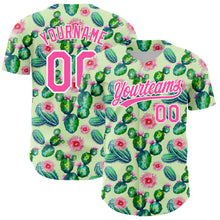 Загрузить изображение в средство просмотра галереи, Custom Green Pink-White 3D Pattern Design Cactus Festival Authentic Baseball Jersey
