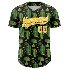 Load image into Gallery viewer, Custom Black Gold-White 3D Pattern Design Cactus Festival Authentic Baseball Jersey
