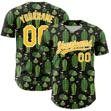 Load image into Gallery viewer, Custom Black Gold-White 3D Pattern Design Cactus Festival Authentic Baseball Jersey
