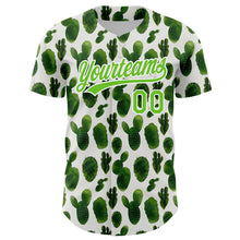 Load image into Gallery viewer, Custom White Aurora Green 3D Pattern Design Cactus Festival Authentic Baseball Jersey
