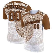 Загрузить изображение в средство просмотра галереи, Custom White Brown-Black 3D Pattern Design Ancient Shapes Performance T-Shirt
