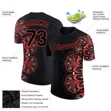 Загрузить изображение в средство просмотра галереи, Custom Black Neon Pink 3D Pattern Floral Design Performance T-Shirt
