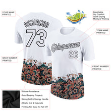 Laden Sie das Bild in den Galerie-Viewer, Custom White Black 3D Pattern Floral Design Performance T-Shirt
