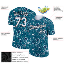 Загрузить изображение в средство просмотра галереи, Custom Teal White-Black 3D Pattern Floral Design Performance T-Shirt
