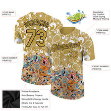 Charger l&#39;image dans la galerie, Custom Old Gold Black 3D Pattern Floral Design Performance T-Shirt
