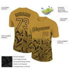 Загрузить изображение в средство просмотра галереи, Custom Old Gold Black 3D Pattern Floral Design Performance T-Shirt
