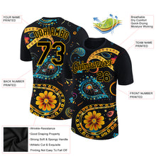 Charger l&#39;image dans la galerie, Custom Black Gold 3D Pattern Floral Design Performance T-Shirt
