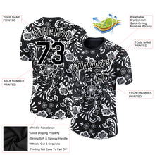 Load image into Gallery viewer, Custom Black White 3D Pattern Floral Design Performance T-Shirt
