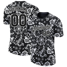 Загрузить изображение в средство просмотра галереи, Custom Black White 3D Pattern Floral Design Performance T-Shirt
