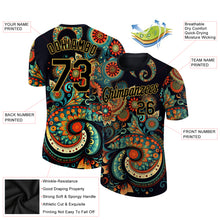 Загрузить изображение в средство просмотра галереи, Custom Black Old Gold 3D Pattern Floral Design Performance T-Shirt
