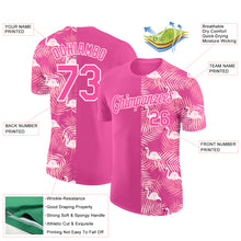 Загрузить изображение в средство просмотра галереи, Custom Pink White 3D Pattern Design Tropical Palm Leaves And Famingo Performance T-Shirt
