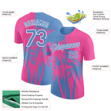 Загрузить изображение в средство просмотра галереи, Custom Pink Light Blue-White 3D Pattern Design Hawaii Coconut Trees Performance T-Shirt
