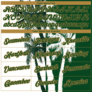 Custom Green Old Gold-White 3D Pattern Design Hawaii Coconut Trees Performance T-Shirt