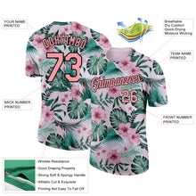 Laden Sie das Bild in den Galerie-Viewer, Custom Pink Medium Pink-Black 3D Pattern Design Hawaii Palm Leaves And Flowers Performance T-Shirt
