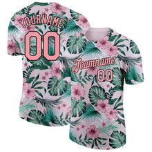 Laden Sie das Bild in den Galerie-Viewer, Custom Pink Medium Pink-Black 3D Pattern Design Hawaii Palm Leaves And Flowers Performance T-Shirt
