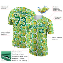 Загрузить изображение в средство просмотра галереи, Custom White Kelly Green 3D Pattern Design Hawaii Tropical Palm Leaves And Pineapple Performance T-Shirt
