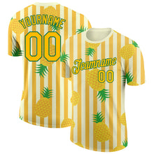 Charger l&#39;image dans la galerie, Custom Yellow Kelly Green 3D Pattern Design Hawaii Tropical Pineapple Performance T-Shirt
