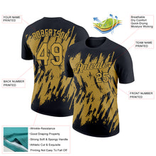 Загрузить изображение в средство просмотра галереи, Custom Black Old Gold 3D Pattern Design Abstract Sharp Shape Performance T-Shirt
