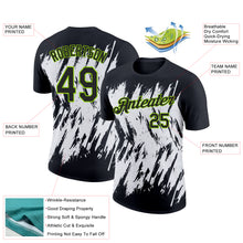 Load image into Gallery viewer, Custom Black Neon Green-White 3D Pattern Design Abstract Sharp Shape Performance T-Shirt
