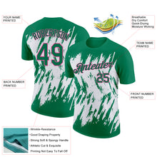 Load image into Gallery viewer, Custom Kelly Green White-Pink 3D Pattern Design Abstract Sharp Shape Performance T-Shirt

