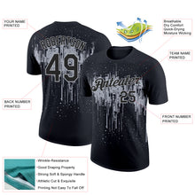 Load image into Gallery viewer, Custom Black Gray 3D Pattern Design Dripping Splatter Art Performance T-Shirt
