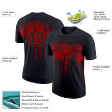 Laden Sie das Bild in den Galerie-Viewer, Custom Black Red 3D Pattern Design Dripping Splatter Art Performance T-Shirt
