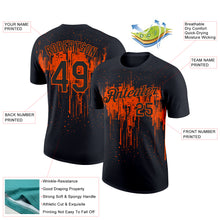 Laden Sie das Bild in den Galerie-Viewer, Custom Black Orange 3D Pattern Design Dripping Splatter Art Performance T-Shirt
