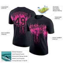 Charger l&#39;image dans la galerie, Custom Black Pink 3D Pattern Design Dripping Splatter Art Performance T-Shirt
