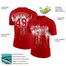 Load image into Gallery viewer, Custom Red White 3D Pattern Design Dripping Splatter Art Performance T-Shirt
