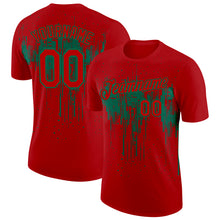 Load image into Gallery viewer, Custom Red Kelly Green 3D Pattern Design Dripping Splatter Art Performance T-Shirt
