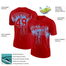 Laden Sie das Bild in den Galerie-Viewer, Custom Red Light Blue 3D Pattern Design Dripping Splatter Art Performance T-Shirt
