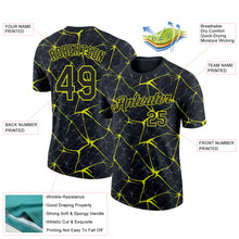 Charger l&#39;image dans la galerie, Custom Black Neon Yellow 3D Pattern Design Abstract Network Performance T-Shirt
