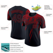 Laden Sie das Bild in den Galerie-Viewer, Custom Black Red 3D Pattern Design Abstract Sharp Shape Performance T-Shirt
