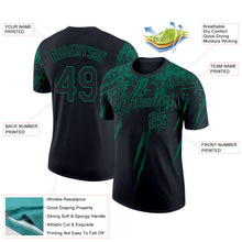 Laden Sie das Bild in den Galerie-Viewer, Custom Black Kelly Green 3D Pattern Design Abstract Sharp Shape Performance T-Shirt
