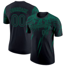 Загрузить изображение в средство просмотра галереи, Custom Black Kelly Green 3D Pattern Design Abstract Sharp Shape Performance T-Shirt
