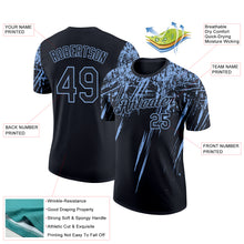 Загрузить изображение в средство просмотра галереи, Custom Black Light Blue 3D Pattern Design Abstract Sharp Shape Performance T-Shirt
