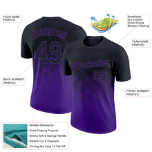 Загрузить изображение в средство просмотра галереи, Custom Black Purple 3D Pattern Design Gradient Square Shapes Performance T-Shirt
