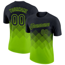 Загрузить изображение в средство просмотра галереи, Custom Black Neon Green 3D Pattern Design Gradient Square Shapes Performance T-Shirt
