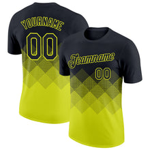 Charger l&#39;image dans la galerie, Custom Black Neon Yellow 3D Pattern Design Gradient Square Shapes Performance T-Shirt
